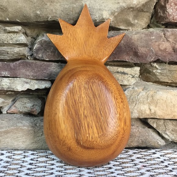 Vintage Wood Pineapple Bowl Monkey Pod Boho Decor - Picture 4 of 7